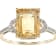 10k Yellow Gold Emerald-Shape Citrine and Diamond Ring