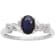 10k White Gold Oval Sapphire and Braided Diamond Accent Ring