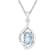 10k white gold genuine oval aquamarine and diamond pendant with chain