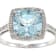 10k White Gold Cushion Blue Topaz and Diamond Halo Ring