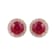 10K Rose Gold Ruby and White Topaz Halo Earrings