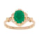 10k Yellow Gold Vintage Style Genuine Oval Emerald and Diamond Halo Ring