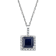 10k White Gold Genuine Sapphire and Diamond Pendant With Chain