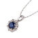 10k White Gold Genuine Round Sapphire and Diamond Vintage Style Halo
Pendant With Chain