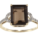 10k Yellow Gold Emerald-Shape Smoky Quartz and Diamond Ring