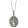 10k White Gold Oval Prasiolite and Diamond Halo Pendant With Chain