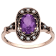 10k Rose Gold Vintage Style Genuine Oval Amethyst and Cultured-Pearl Ring