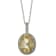10k White Gold Oval Citrine and Diamond Halo Pendant With Chain