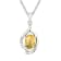 10k Yellow Gold Genuine Oval Citrine and Diamond Pendant With Chain