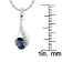 10k White Gold Genuine Oval Sapphire and Diamond Drop Pendant With Chain