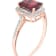 10k Rose Gold Emerald-Cut Garnet and Diamond Halo Ring