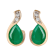 10K Yellow Gold Pear Shape Emerald and Diamond Earrings
