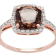 10k Rose Gold Cushion Smoky Quartz and Diamond Halo Ring