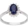 10k White Gold Oval Sapphire and Halo Diamond Ring