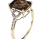 10k Yellow Gold Emerald-Shape Smoky Quartz and Diamond Ring