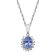 10k White Gold Oval Tanzanite and Diamond Halo Pendant With Chain
