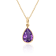 1.7 CT Pear Shape Purple Amethyst Solitaire Pendant Necklace in 14K Gold Filled