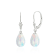 14K Solid White Gold Lab Created White Rainbow Opal Teardrop Earrings