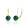 14K Gold Malachite Ball Drop Leverback Earrings
