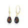14K Solid Yellow Gold Lab Created Black Fire Opal Teardrop Earrings