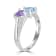 GEMistry Amethyst and Blue Topaz Gemstone Sterling Silver Heart Bypass Ring