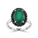 GEMistry Sterling Silver Oval Emerald Quartz & Round Black Spinel
Ring (7.02 Ctw)