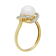10K Yellow Gold Diamond and Fresh Water Pearl Ring