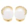 14K Yellow Gold 1/7cttw Diamond and White Ming Pearl Stud Earrings