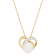 10K Yellow Gold Button White Pearl and Diamond Heart Pendant