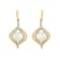 14K Yellow Gold Round White Pearl and Diamond Drop Earrings