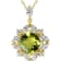 18KY 3/4 CTW Diamond Fashion Pendant With 1 5/8 CTW Cushion Peridot
