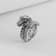 Artisan Balinese Sterling Silver Dragon Ring with Garnet Eyes