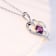 Dazzlingrock Collection Amethyst and Diamond Double Heart Pendant with
Chain in 18K Gold