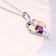 Dazzlingrock Collection Amethyst and White Diamond Double Heart Pendant
with Chain in 14K Gold