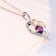 Dazzlingrock Collection Amethyst and Diamond Double Heart Pendant with
Chain in 18K Gold