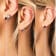 Oxidized Sterling Silver White Topaz Cluster Style Stud Earrings