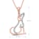 White Diamond 14K Rose Gold over Sterling Silver Dog Pendant