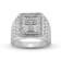 White Diamond Sterling Silver Cross Texture Men's Ring 0.10 CTW