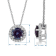 Jewelili Sterling Silver Alexandrite and Created White Sapphire Pendant
with Rolo Chain