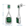 Sterling Silver Octagon Simulated Green Emerald Glass and Round Cubic
Zirconia Dangle Earrings