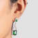 Sterling Silver Octagon Simulated Green Emerald Glass and Round Cubic
Zirconia Dangle Earrings