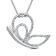 Jewelili Sterling Silver White Round Diamond Butterfly Pendant with Rolo Chain
