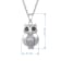 Treated Black Diamond and White Diamond Sterling Silver Owl Pendant