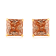 10K Yellow Gold 6 MM Princess Champagne Cubic Zirconia Stud Earrings