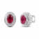 Sterling Silver 7x5 MM Oval Ruby and Natural White Round Diamond Stud Earrings