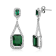 Sterling Silver Octagon Simulated Green Emerald Glass and Round Cubic
Zirconia Dangle Earrings