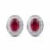 Sterling Silver 7x5 MM Oval Ruby and Natural White Round Diamond Stud Earrings