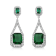 Sterling Silver Octagon Simulated Green Emerald Glass and Round Cubic
Zirconia Dangle Earrings