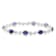 Created Blue Sapphire and Natural White Diamond Sterling Silver Bracelet