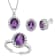 Jewelili Sterling Silver Amethyst and Created White Sapphire Earrings,
Pendant and Ring Box Set